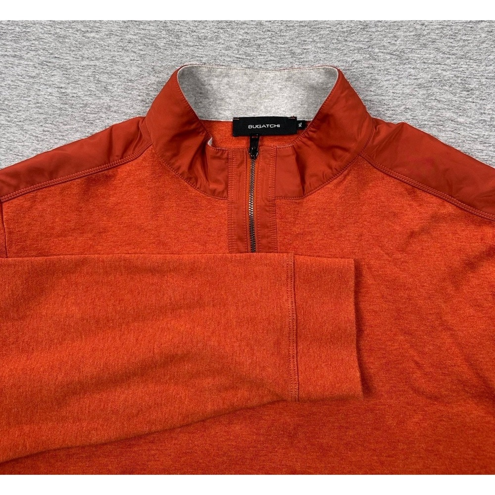 Bugatchi Pullover Sweater Mens XL Orange 1/4 Zip Long Sleeve City Golf Travel